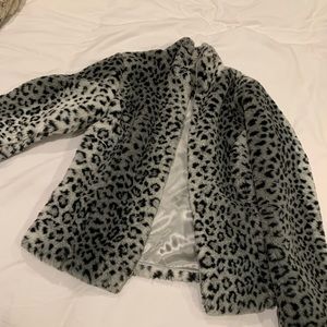 Snow Leopard Faux Fur Jacket